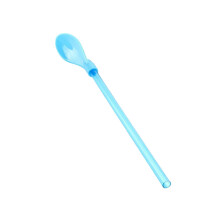 5Pcs Hard Plastic Spoon Straws,Reusable Stirring Coffee Spoon, 9 Inch Detachable Drinking Straws Spoon Snow Cone Spoon Straws,Blue