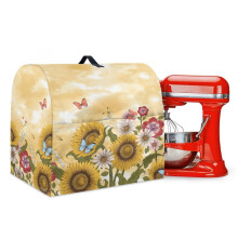 Multi-Functional Dust Cover for 6-8 Qt Kitchen Mixer – Waterproof, Front Pockets, Adjustable Drawstring, Butterfly Sunflower Floral Design