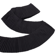 3 Yards Polyester Black Pleated Lace Ribbons 4.4inches Wide Wave Edging Ruffled Lace Trims Fabric Trim for Dress Gown Decoration and Craft Sewing