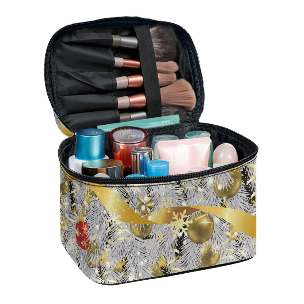 Cosmetic Bag Portable with Brush Holder Large Capacity