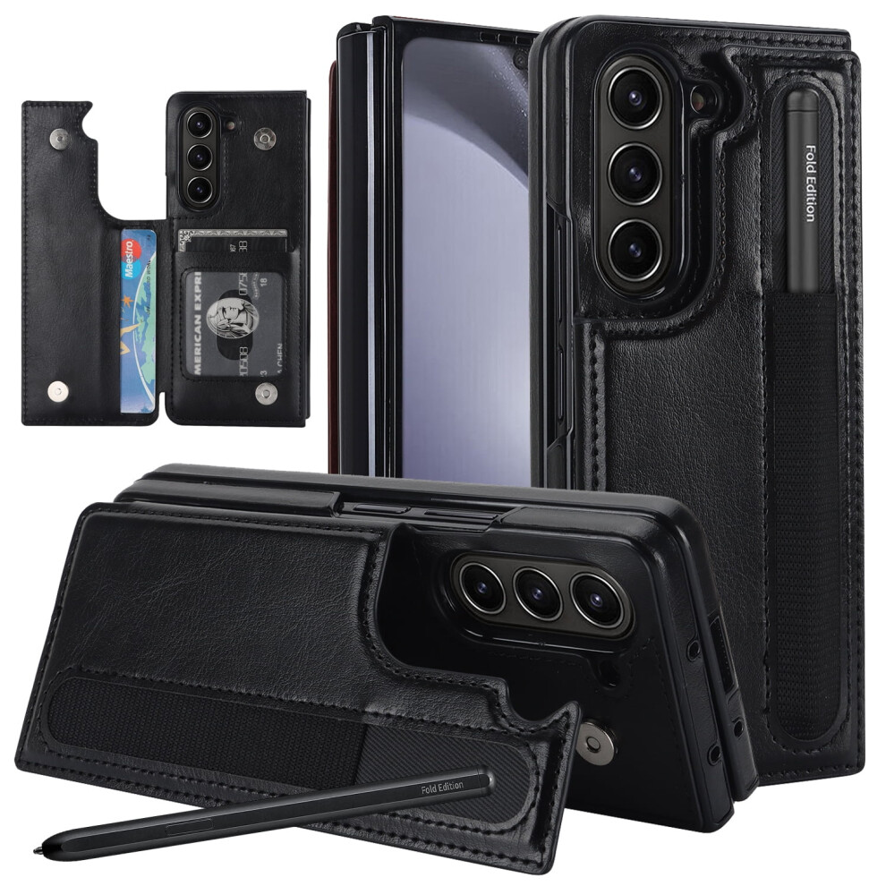 Wallet Case Compatible With Samsung Galaxy Z Fold 6 5G Â Pu Leather Flip Folio With S Pen Holder, Card Slots, Rfid Blocking & Kickstand, Black 9401284748298