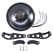 Motorcycle Cafe Racer Bobber 6.5 Inch Led Headlight Spiral White Side Mount Bracket