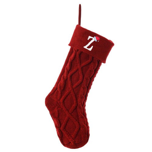 DAMAI 18" Knitted Monogram Christmas Stocking, Personalized with Initials – Compatible with Standard Fireplace Hooks