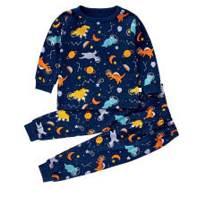 Kids Toddler Pajamas Set Boys Girls Sleepwear Long Sleeve Jammies Cartoon Print Kids Nightwear Loungewear Navy 18-24 Months