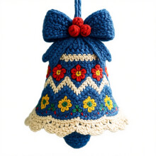 Knitted Santa Ornament Kit, 1.6in Blue Christmas Decor for Beginners & Craft Lovers – Compatible with Handmade Crochet