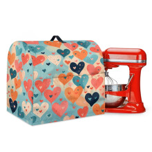 Waterproof Polyester Taffeta Kitchen Stand Mixer Cover, Washable & Reusable with Drawstring for 6-8 Qt, Heart Design