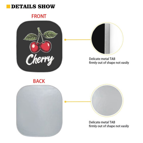 Cherry Print Car Sun Shade for Front Window – UV/Heat Protection, Dashboard Protector, 2-Pack 1