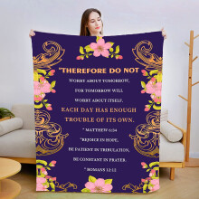 Christian Gifts for Women – Catholic Bible Verse Blanket, Inspirational Spiritual Scripture Throw, Dark Blue Soft 30x40in, Compatible with