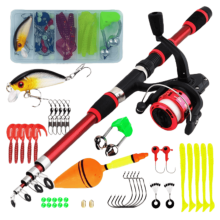 Fishing Rod and Reel Set Telescopic 6ft Fiberglass