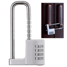 Cabinet Lock,Combination Padlock,U Shaped Padlock,Stainless Steel Gym Locker Lock Code Long Adjustable Shackle Lock (Silver)