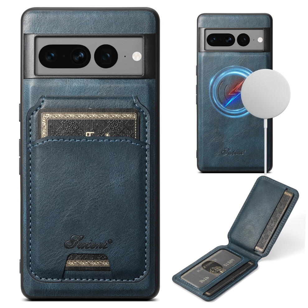Magnetic Pixel 7 Case With Detachable Card Wallet, Magsafe-Compatible, Flip Stand & Slim Design Â Blue 9401284749318