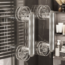 (Transparent, 2 packs) No-Punch Waterproof Door Handle for Wood/Metal Doors
