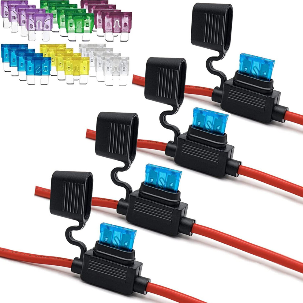 10 Awg Inline Fuse Holder - 12 Volts Fuse Holder For 40A Blade Fuse (24 Pack) 9401284749301