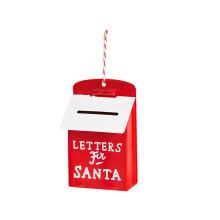Christmas Iron Painted Red Mailbox Ornament, Letters to Santa 3D Metal Mailbox Pendant Christmas Tree Decorations Xmas Holiday Party Crafts
