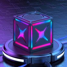 Mini 5.3" HD Wireless Waterproof Bluetooth Speaker, Cubic RGB LED Portable X-Shaped Stereo Speaker
