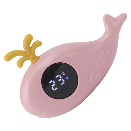 Niedlicher rosa Wal Digital-Babybadethermometer, ABS, 2x CR2450 Batterien