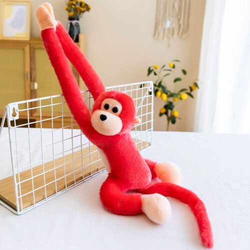 Macaco de pelúcia vermelho de 71 cm (28 polegadas), brinquedo de braço comprido, bichinho de pelúcia macio, decoração para pendurar no quarto 1