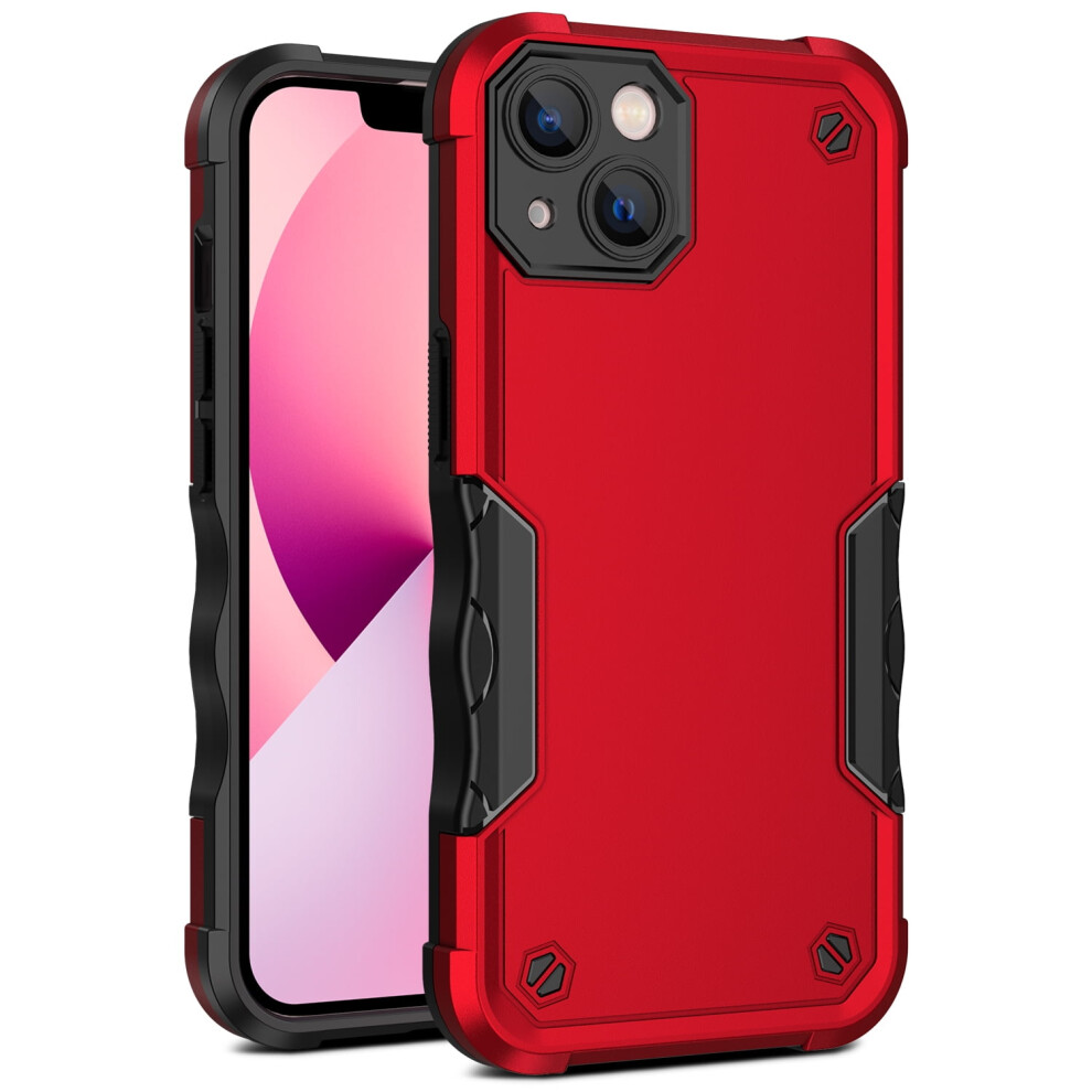 Compatible With Iphone 14 Case Â Heavy Duty 3-Layer Shockproof, Dustproof, Military-Tough Rugged Cover In Red 9401284750444