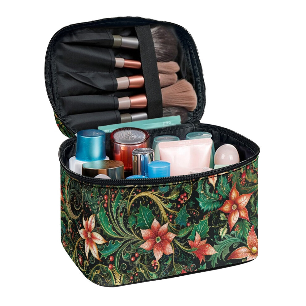8.86 x 6.5 x 5.9 Inches Travel Organizer Adult Effortless Organization Handle Christmas Poinsettia