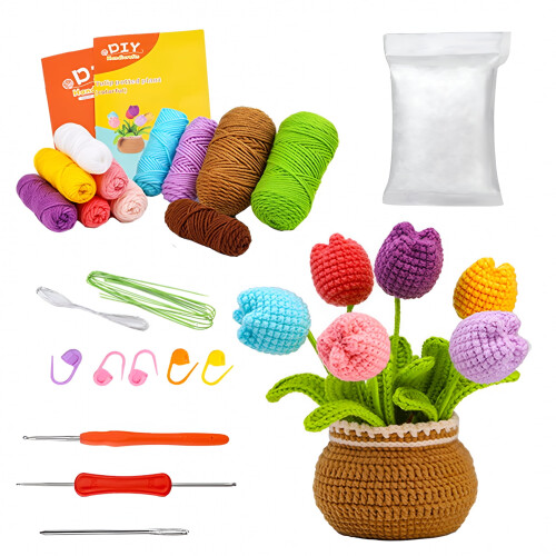 Beginner Crochet Flowers Kit with Step-by-Step Tutorials