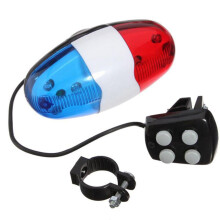 Bicycle 6 Flashing LED 4 Sounds Police Siren Trumpet Bike Horn Light Bell B2Cshop Rear