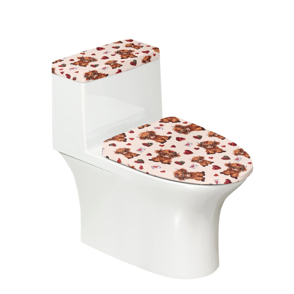 Elastic Fabric Toilet Lid Cover Set With Tank And Seat 902370265815