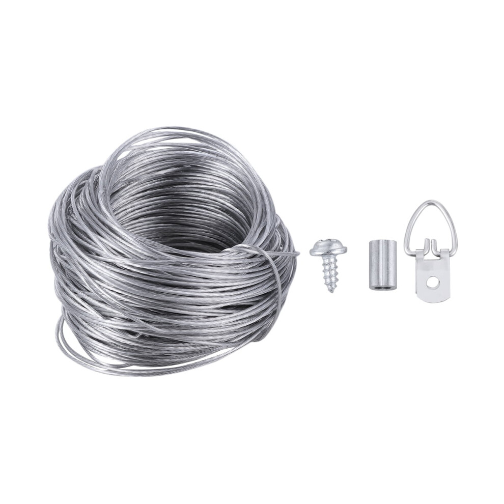20Sets Plated Silver Picture Hanging Wire Rope Kit With Steel Cable And Protective Jacket For Frame Hanging 9159796998181