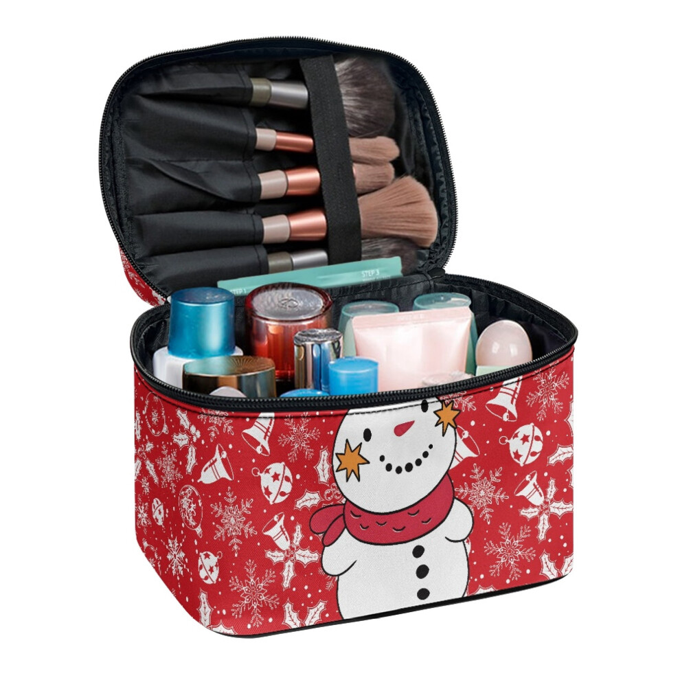 Light Christmas Snowman Portable Makeup Bag Polyester Zipper Brush Holders With Brush Slots Friend
