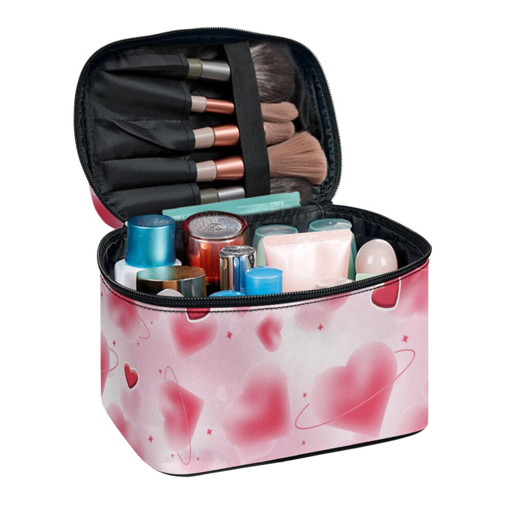 Portable Traveling Travel Makeup Bags 8.86 x 6.5 x 5.9 Inches, Personalized Gifts for Bridesmaid, Sister, Wife, Friends, Heart