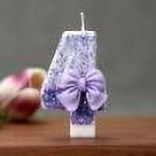 Qocolhg Birthday Candle Purple Glitter Bowknot 3.35 inch