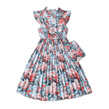 Sleeveless Floral Princess Dress for Girls 7-12Y, Blue Back-to-School & Jr Bridesmaid Dress