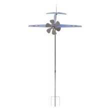 Blauer Eisen Edelstahl Wetterfahne Flugzeug Windspiel für Garten Terrasse Hof
