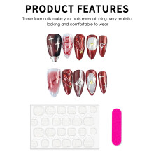 (M) Star Press-on Nails - Red & White Unbreakable DIY