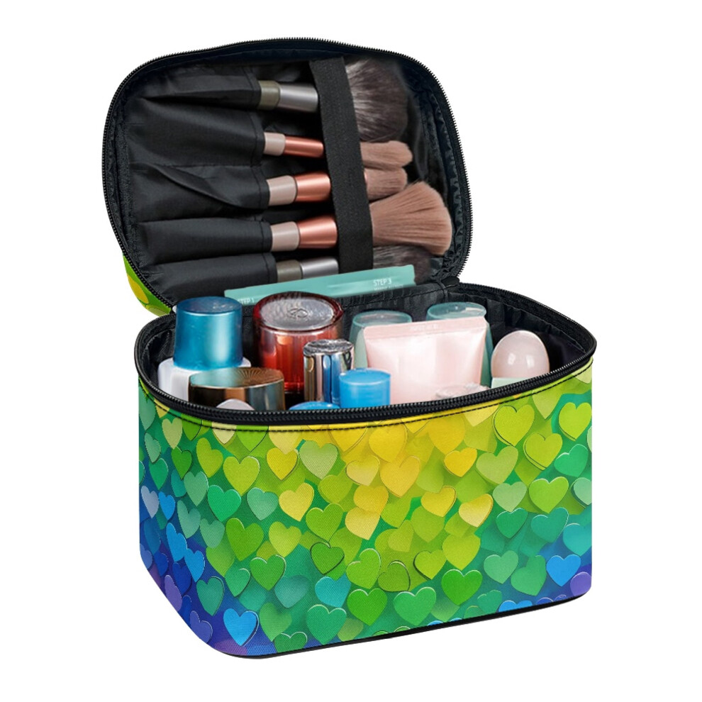 Makeup Organizer Bag Double Zip Gradient Heart 8.86x6.5x5.9