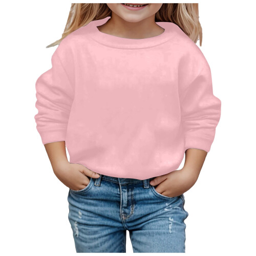 Girls Sweatshirts Solid Color Long Sleeve Pullover 2