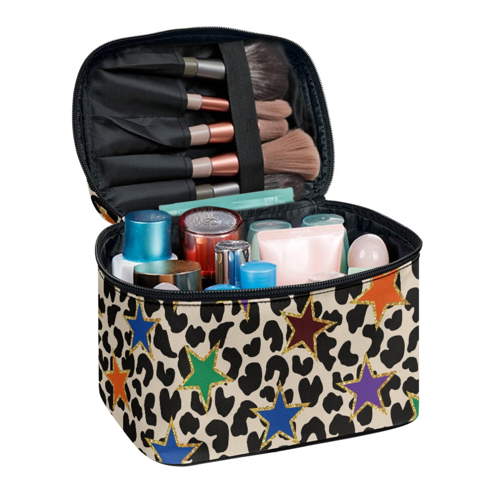 Leopard Print Travel Organizer Polyester Travel Portable Keep Small Items Lightweitht Storage Pockets
