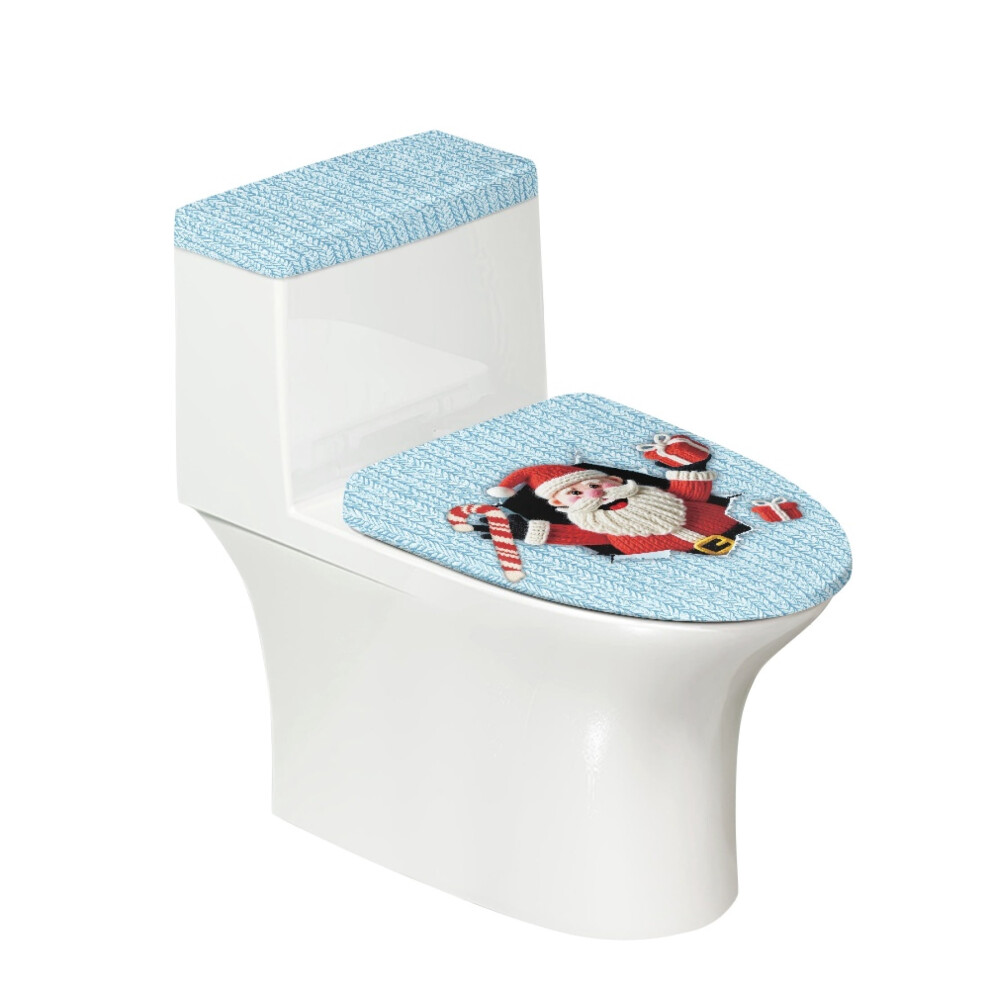 Toilet Lid Cover 17X21 Inches Soft Easy To Clean For Bathroom Home, Santa Claus Motif 9159796000891