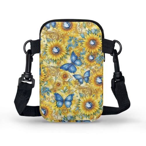 Τσάντα Χιαστί Πεταλούδα Ηλίανθος με Ρυθμιζόμενο Λουράκι 2 Επίπεδων 1
