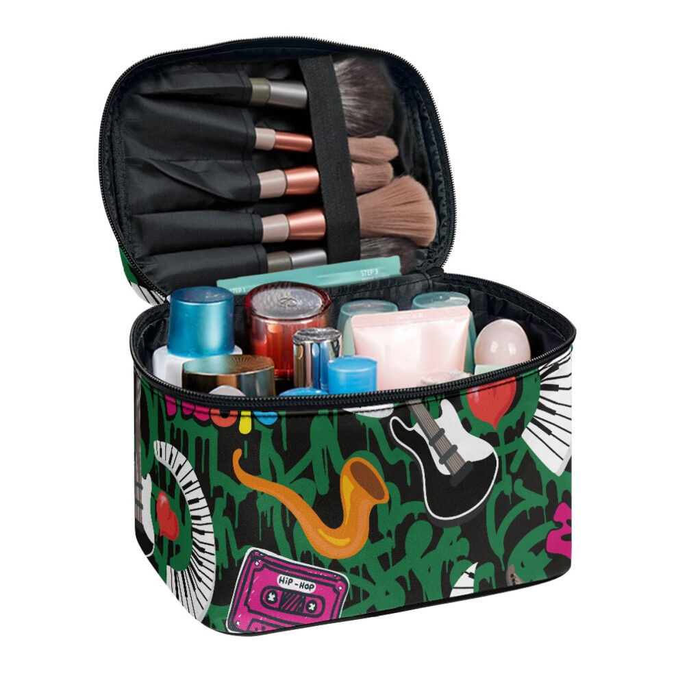 Cosmetic Bag Guitar Cassette Tape Pattern Polyester 1 Pc