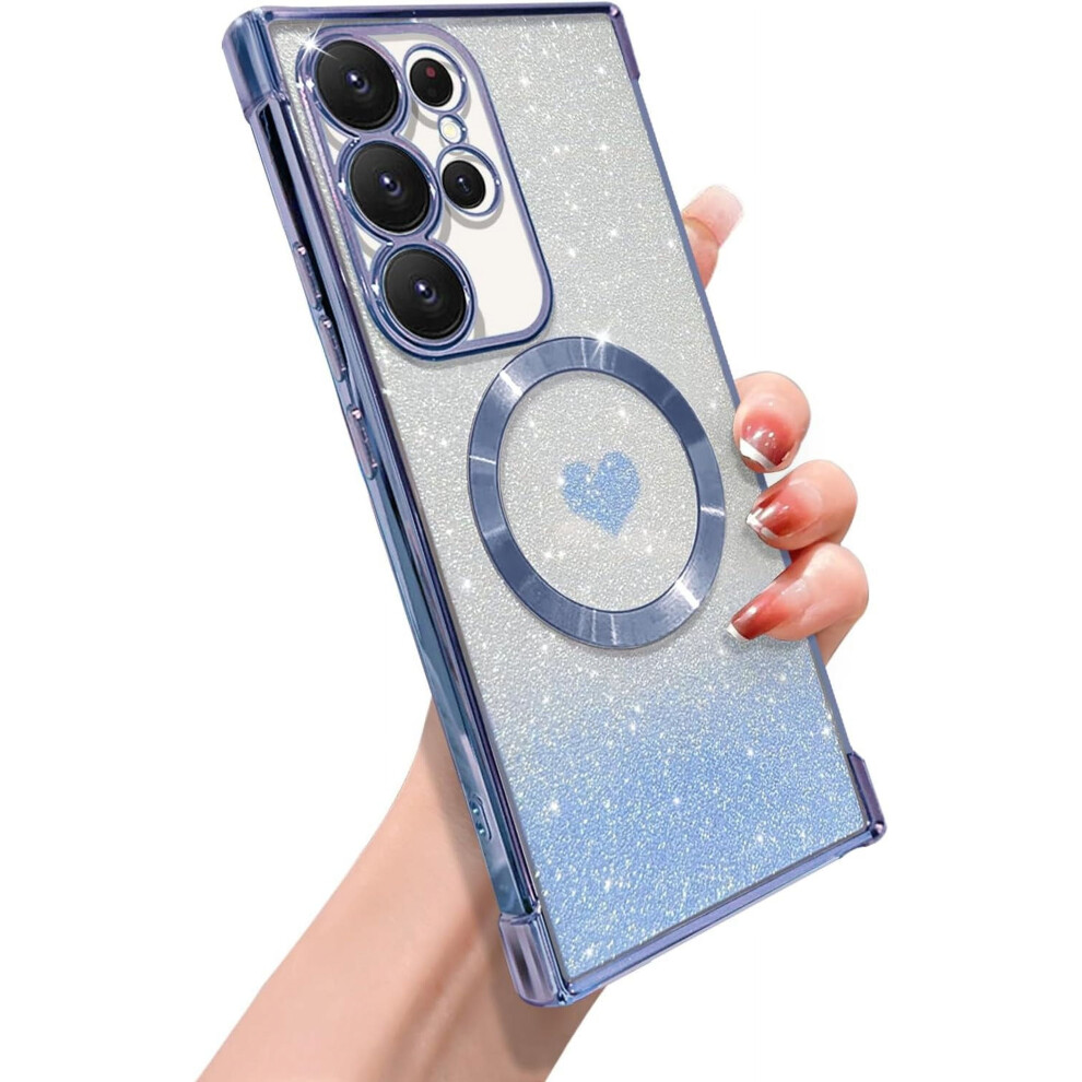 Magnetic Galaxy S23 Ultra Case For Women Â Soft Luxury Bling Gradient Glitter Heart Cover, Magsafe-Compatible, Clear Shockproof 6.8Â 9193271248125