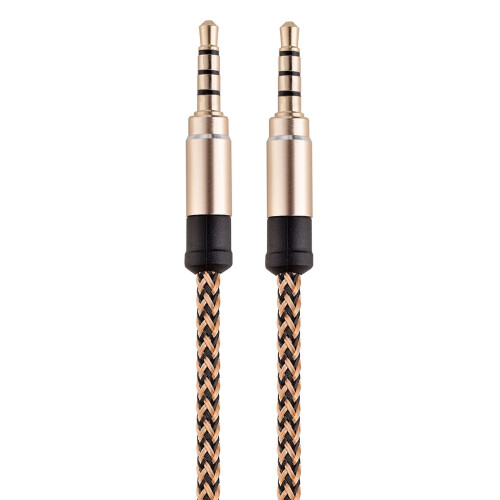 Aux-ljudkabel3,5 mm nylonflätad 2 st 1