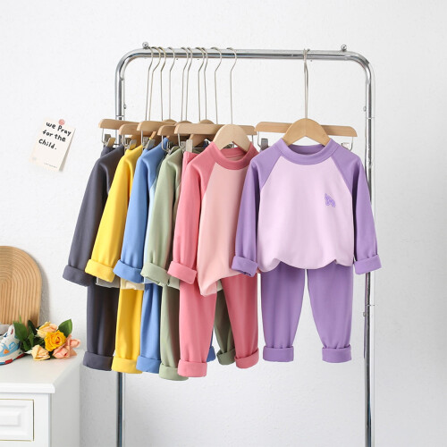Completo intimo termico per bambini in cotone, 2 pezzi, viola, 3-4 anni 1