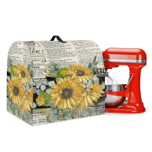 Sunflower Newspaper Print Kitchen Dust Cover for 4.5–5 Qt Stand Mixer, Compatible with KitchenAid, Front Pockets & Top Handle