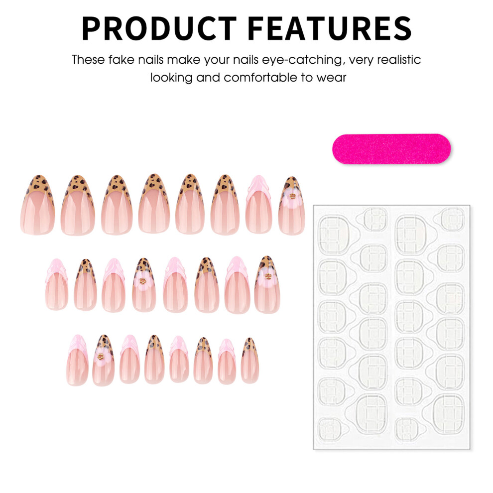 Dachuang Beauty 24Pcs Almond Fake Nails, French Tip, Comfortable Wear