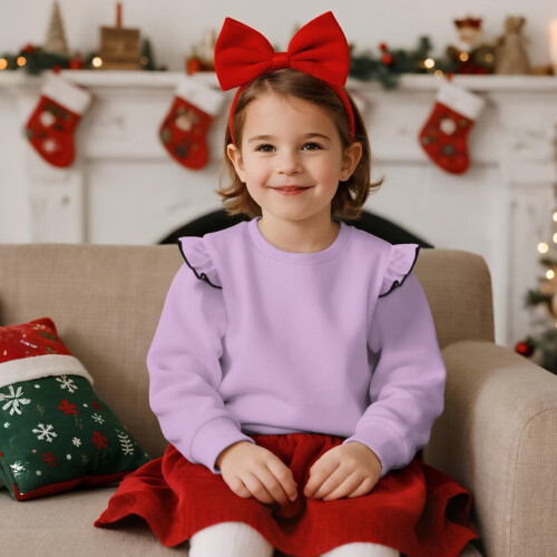 Helllila Langarm-Sweatshirt für Kleinkinder, Rundhals-Pullover, Größe 7-8 2