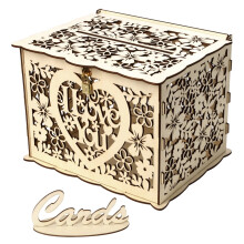 Boîte à cartes de mariage avec serrure, boîte cadeau en bois à monter soi-même pour anniversaire, 1 boîte à cartes de visite en bois