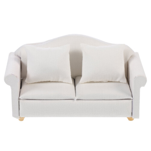 Minisofa til dukkehus, hvit loveseat 2