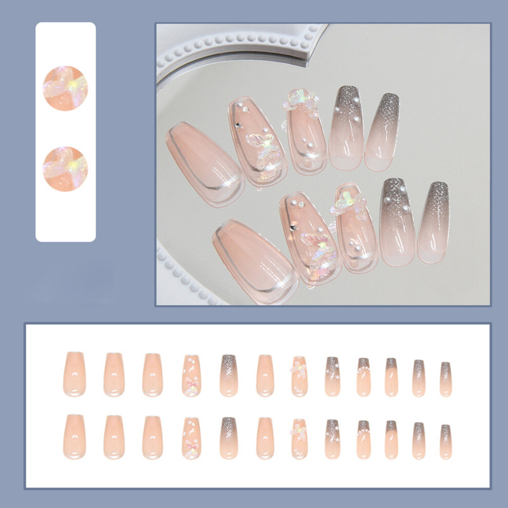 Zhouq-Outdoors Glitter French Fake Nails - Durable & Comfortable
