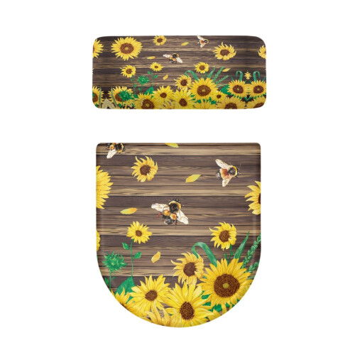 Toalettlocksöverdrag med solrosfrön, 2-pack, stretchig passform 1