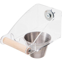 Voerdispenser voor vogels, kijkvenster, accessoire voor vogelkooi, voerbakje, voerbeker voor parkieten, valkparkieten, kaketoes en andere